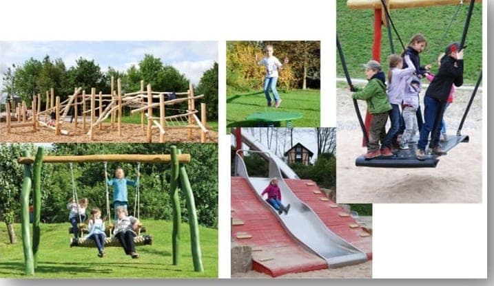 Kinder auf einem modernisierten Spielplatz in Waldbröl